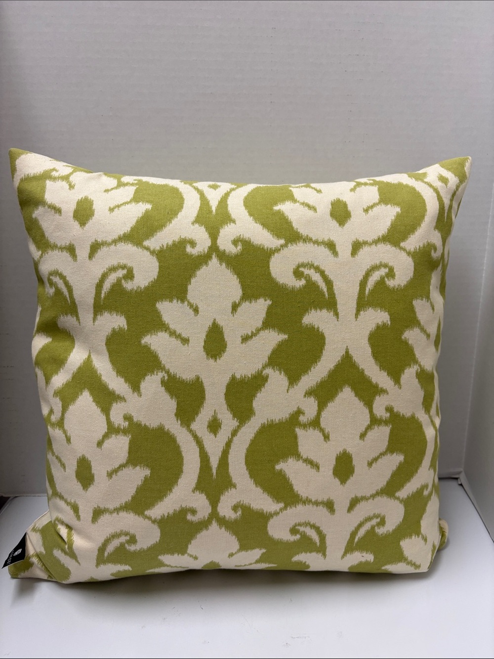Newport Green and Cream Damask Accent Pillow